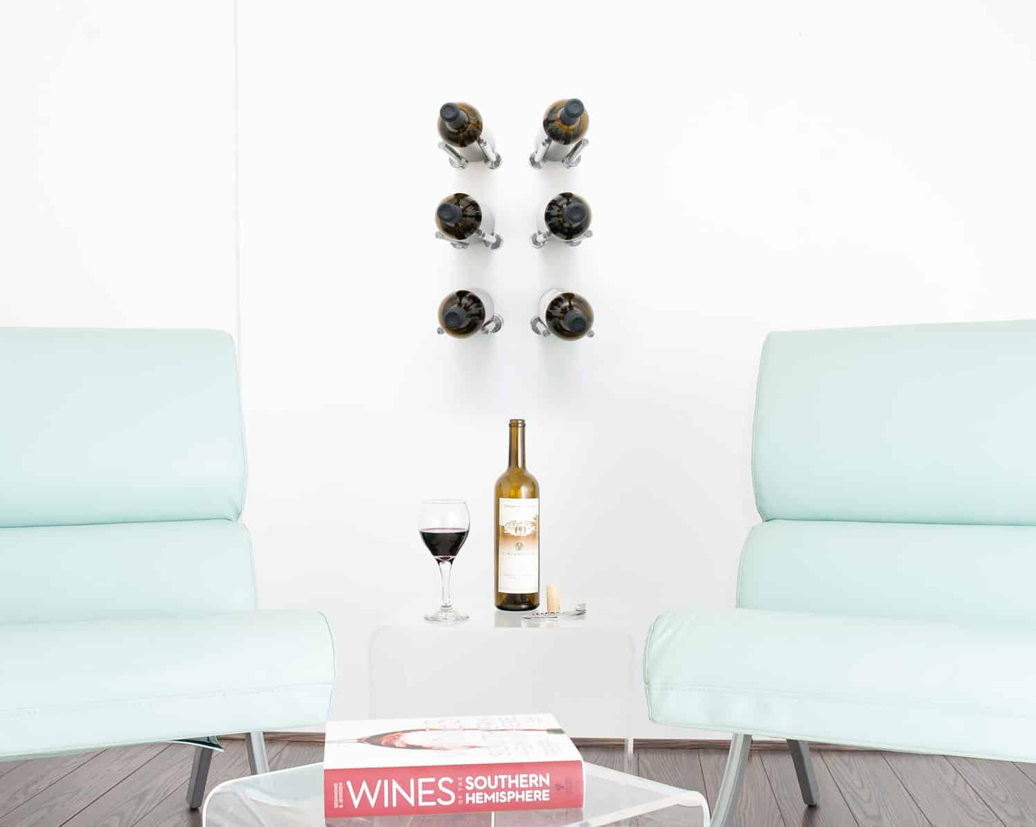 Vino Rails 1 (support mural pour bouteilles de vin avec chevilles, face bouchon)