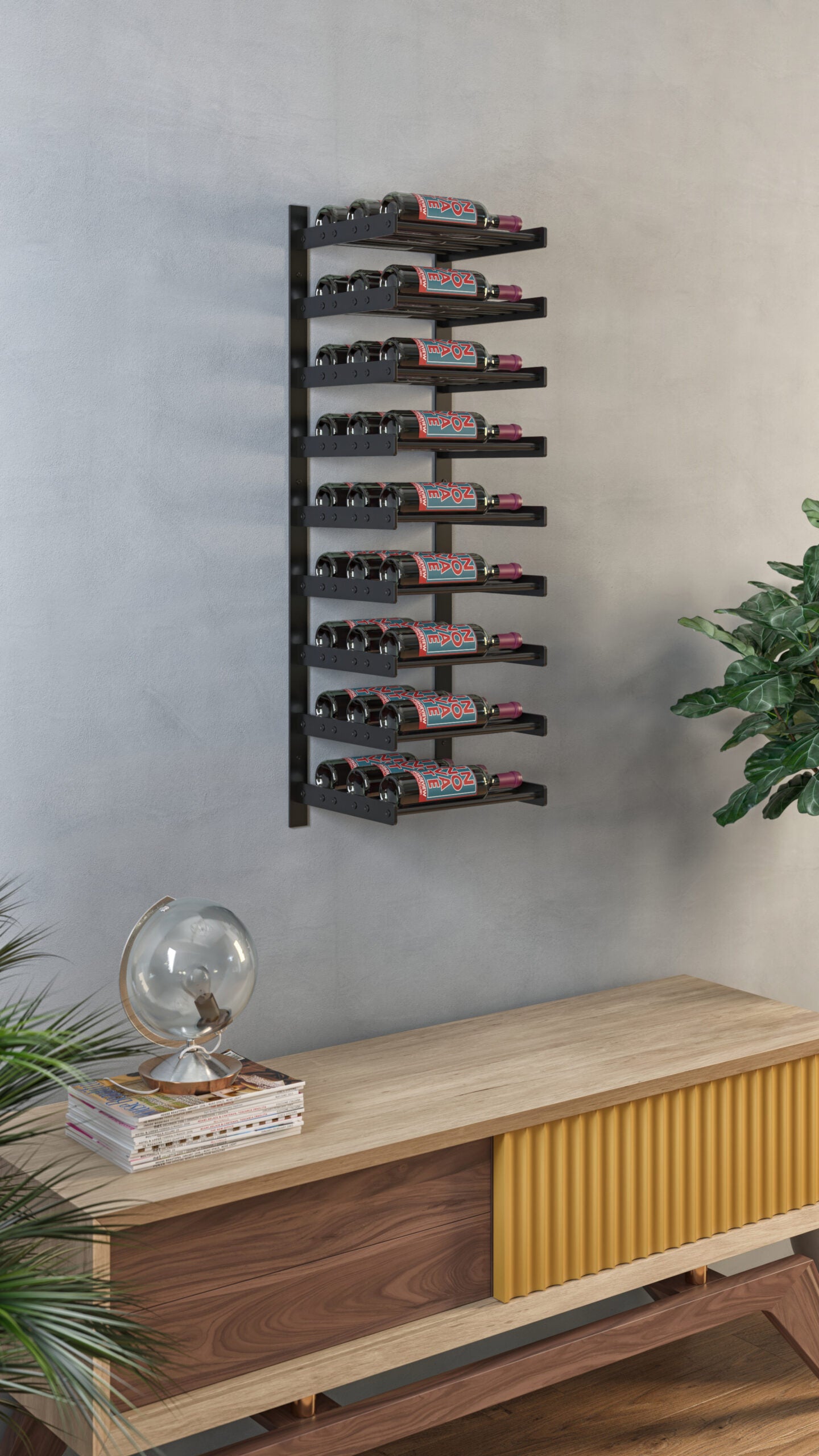Evolution Wine Wall 45 1C (wall mounted metal wine rack)