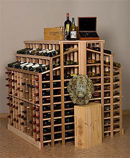 Retail 25 Freestanding Island with 2 Tiers and Counter - Premium Wooden Wine Racks
