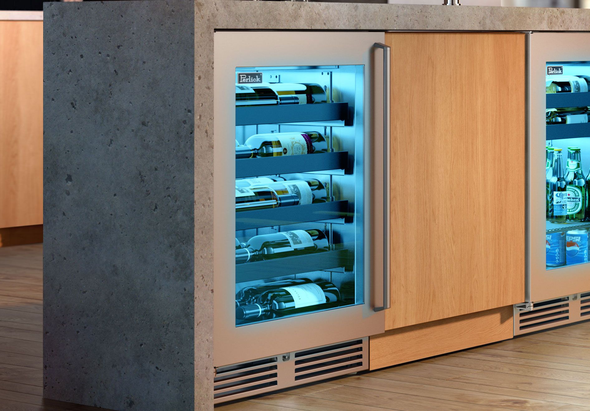 SHALLOW DEPTH 24 Perlick with Stainless Steel Glass Door