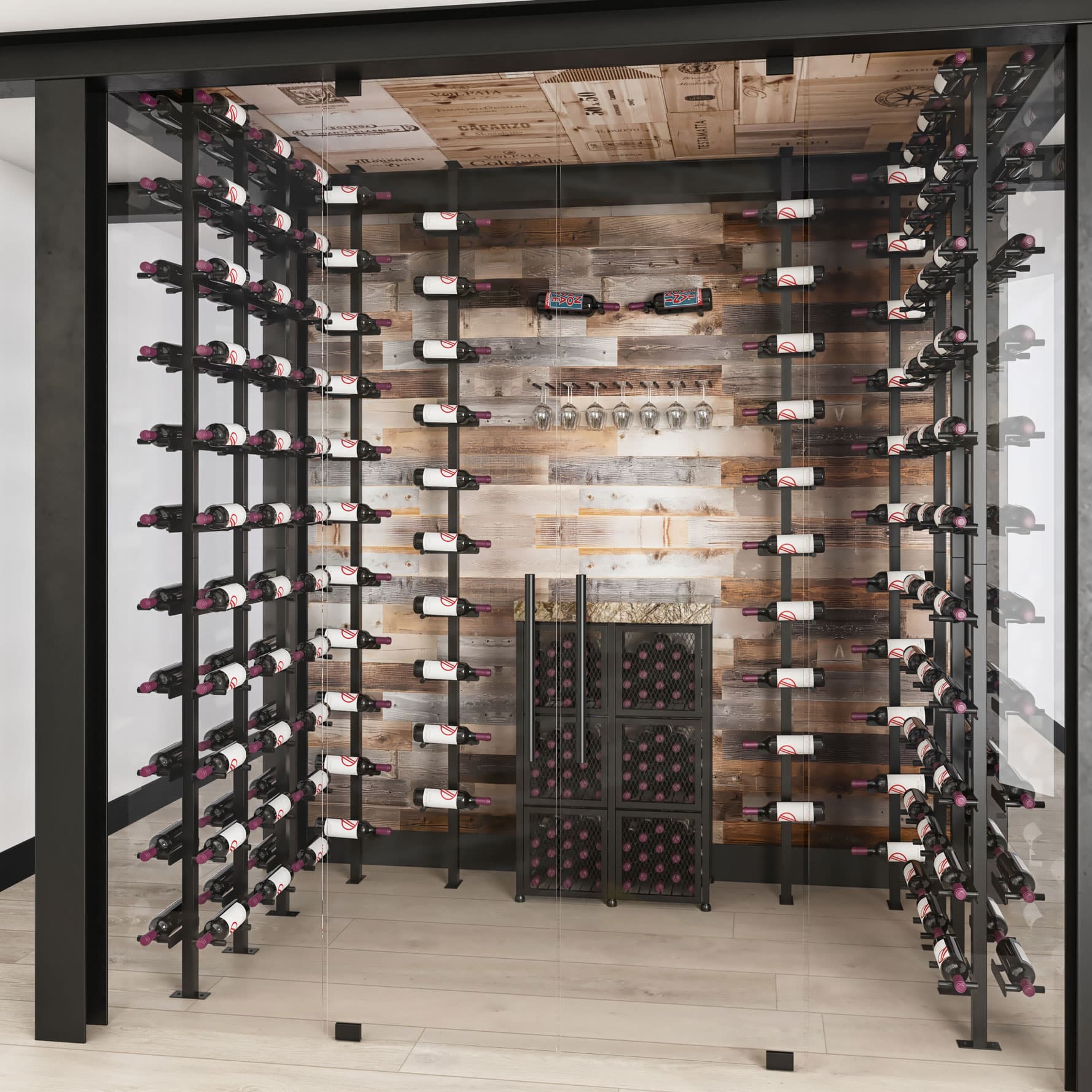 Short Four Wide Wine Locker